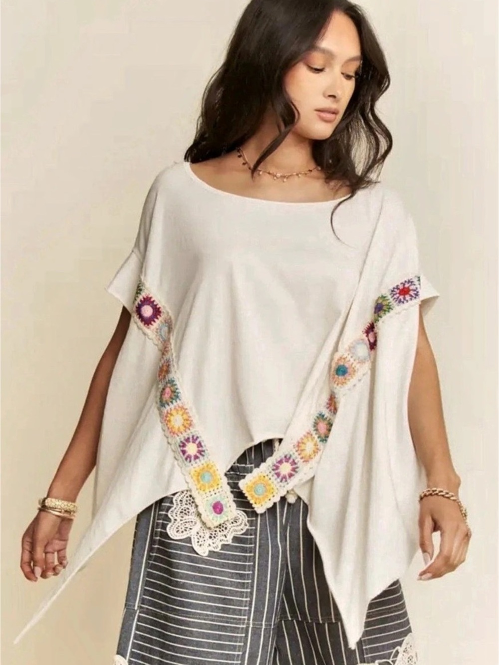 Davi & Dani Crochet Batwing Tunic
